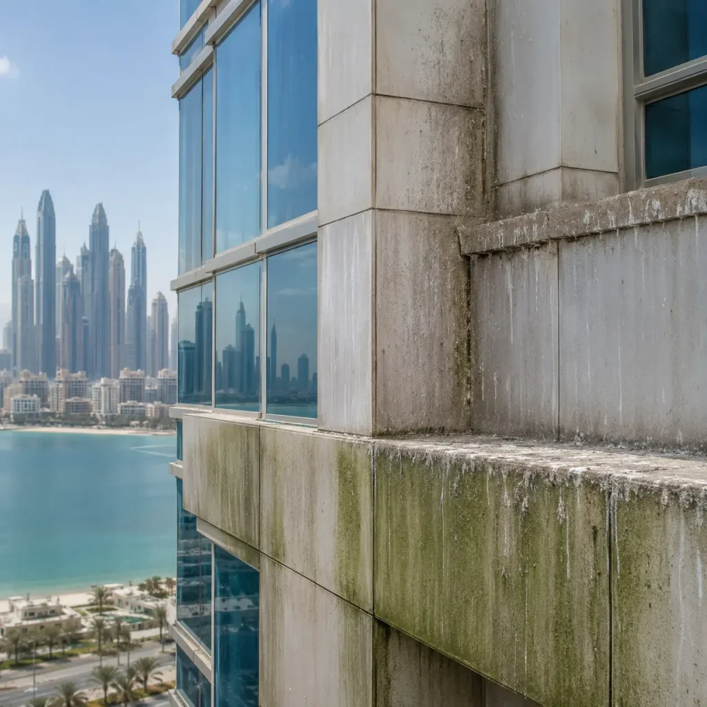 Algae, Salt and Bird Droppings on Dubai Facades
