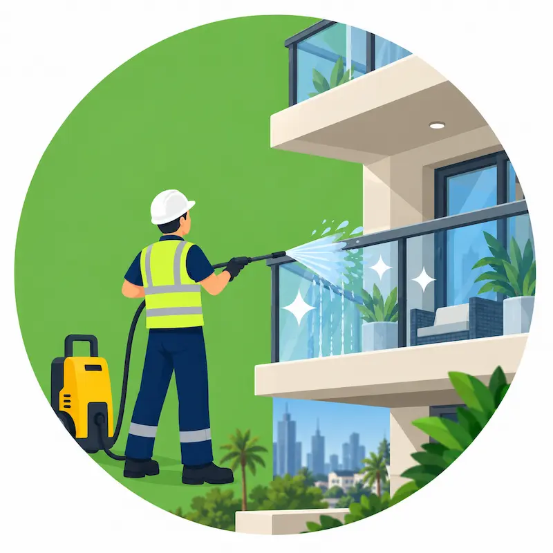 Balcony and exterior surface cleaning