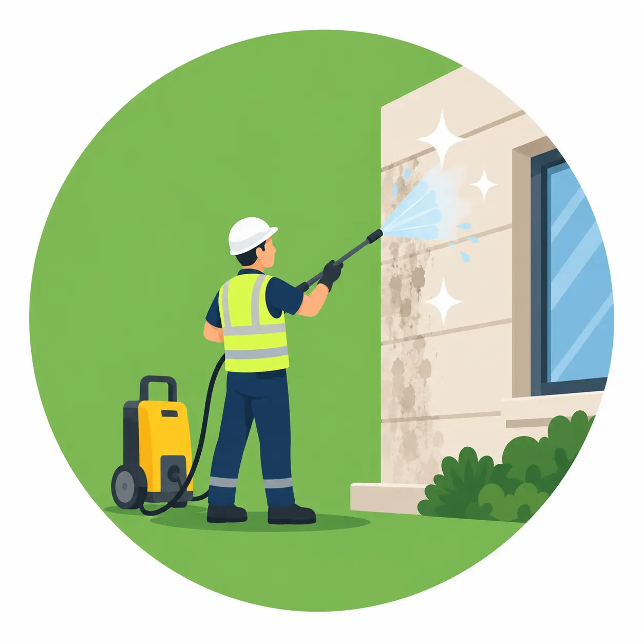 Exterior wall cleaning service for buildings