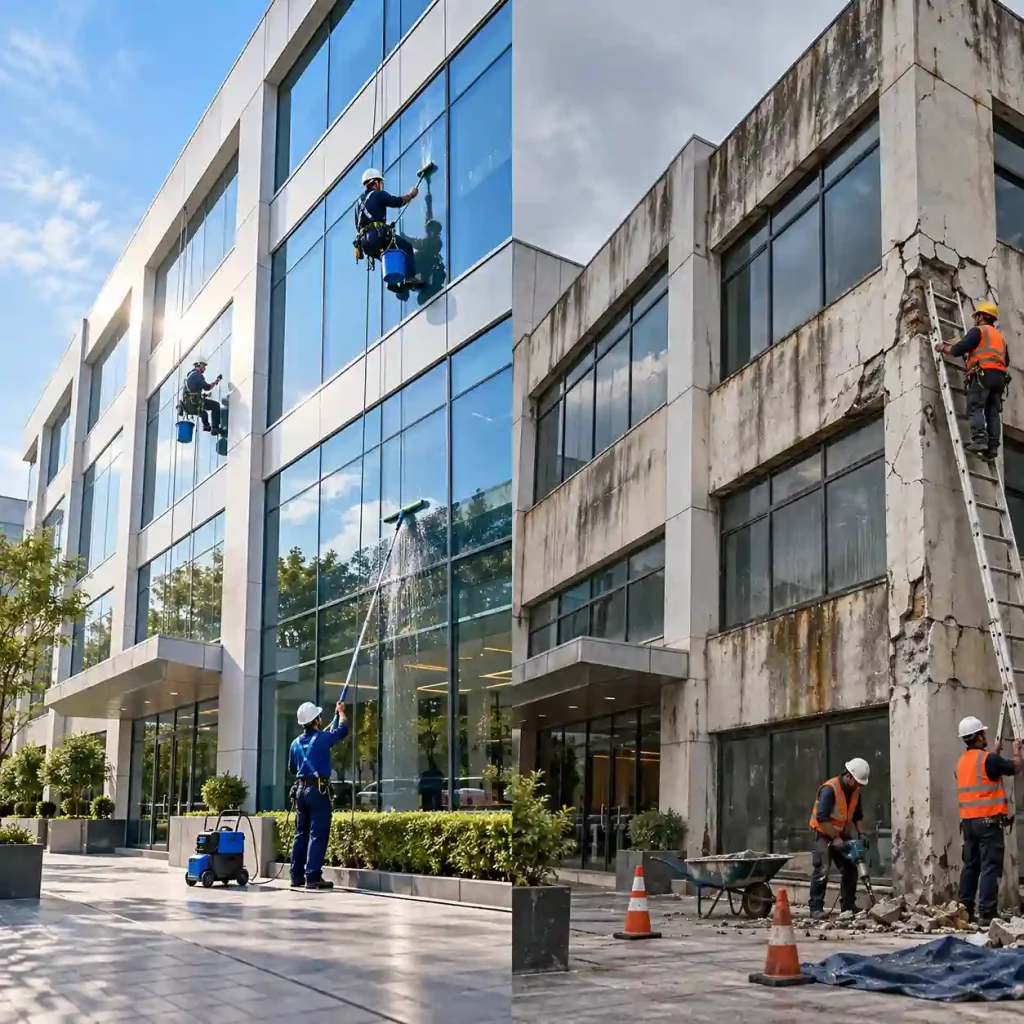 Preventive building cleaning vs reactive maintenance cost comparison in Dubai
